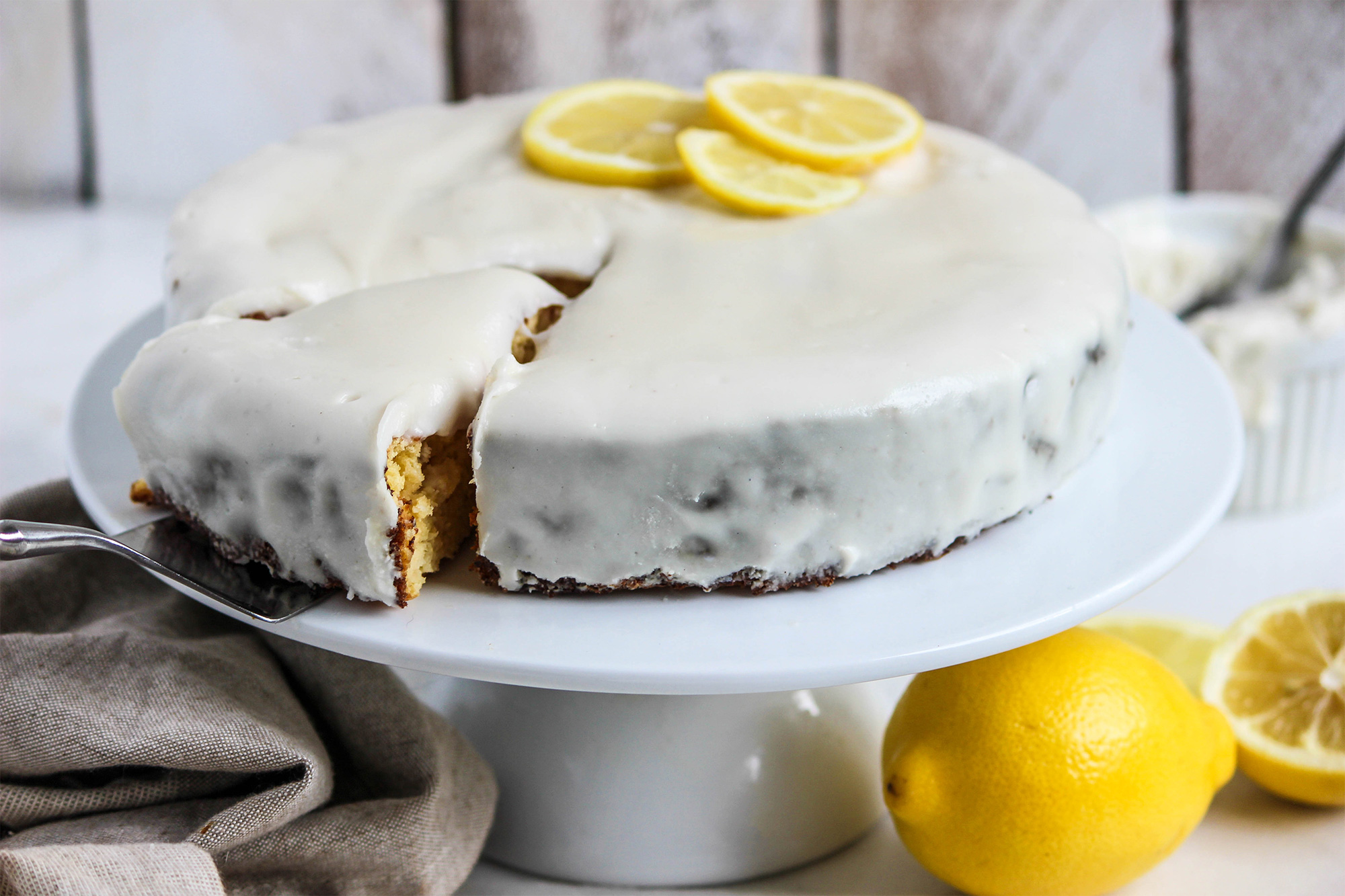 Paleo Lemon Tea Cake with Coconut & Lemon Frosting - The Healthy Patch