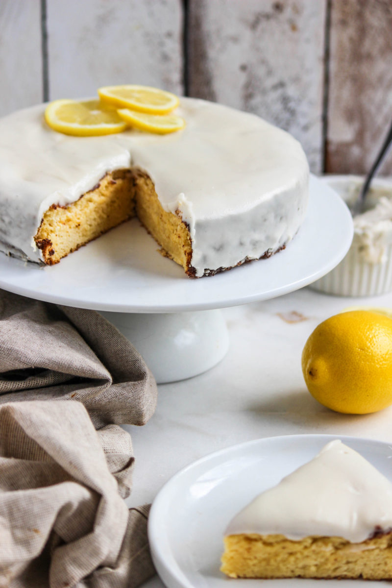 Paleo Lemon Tea Cake with Coconut & Lemon Frosting - The Healthy Patch