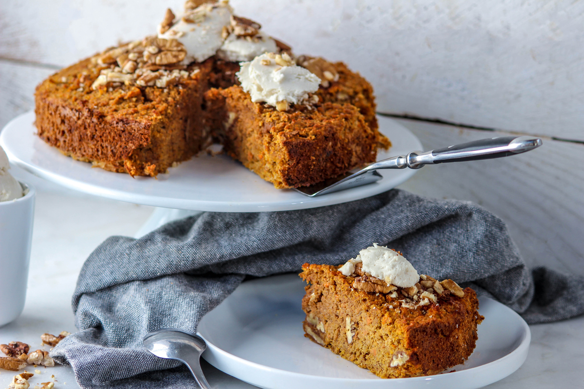 Paleo Spiced Apple, Carrot &amp; Pecan Cake with Vanilla Cream - The ...