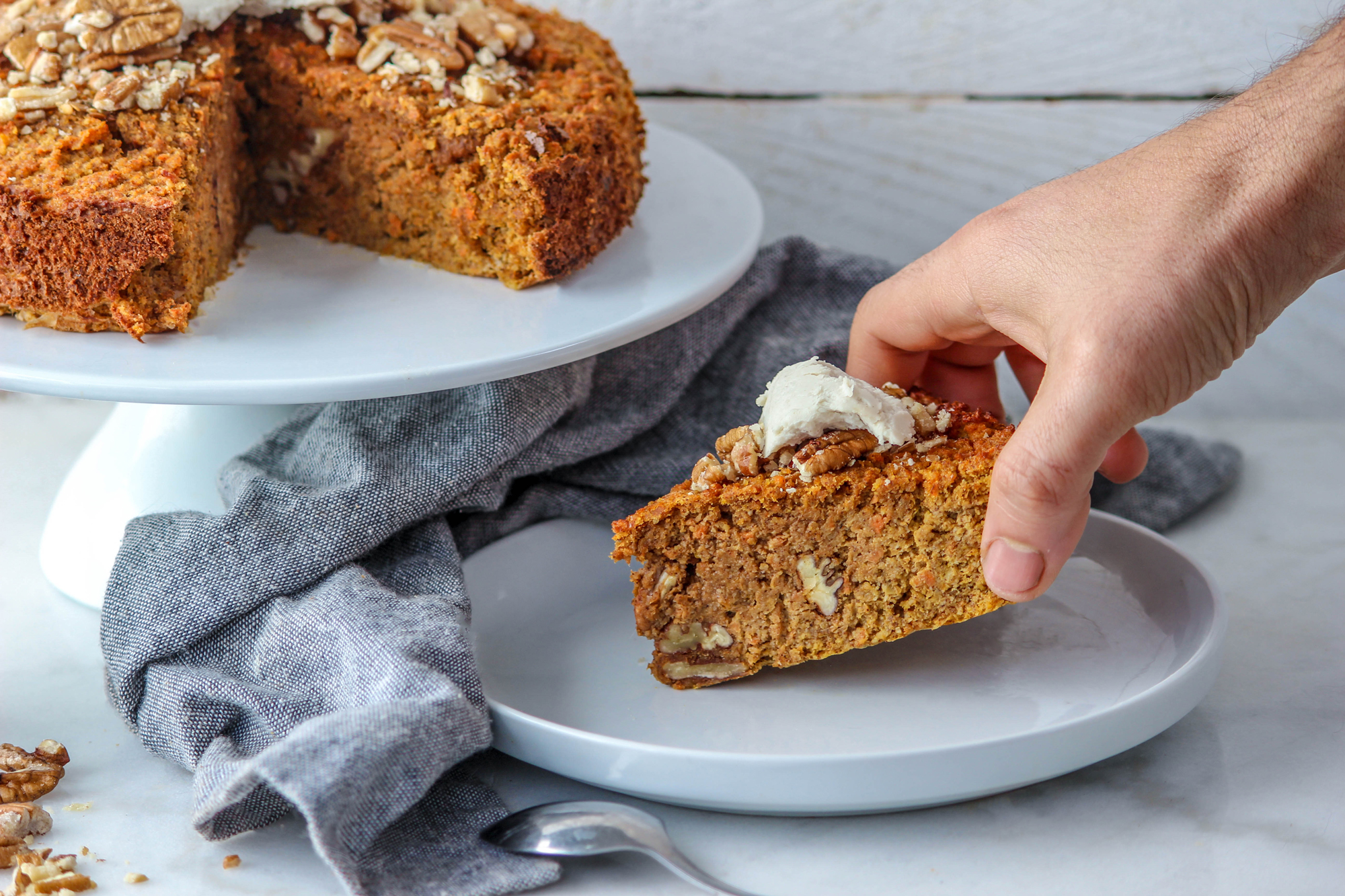 Paleo Spiced Apple, Carrot &amp; Pecan Cake with Vanilla Cream - The ...